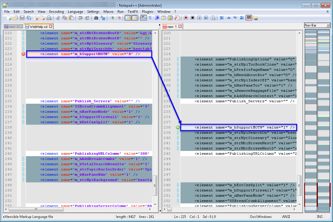 Notepad++ Compare plugin diff