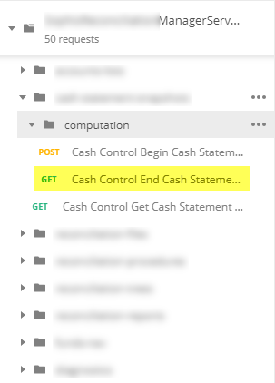 expanded collection with cash control end cash statement highlighted