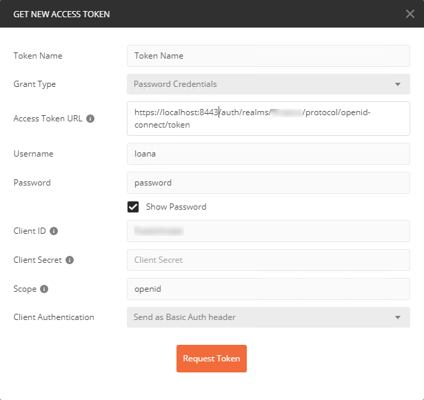 how to set up token parameters
