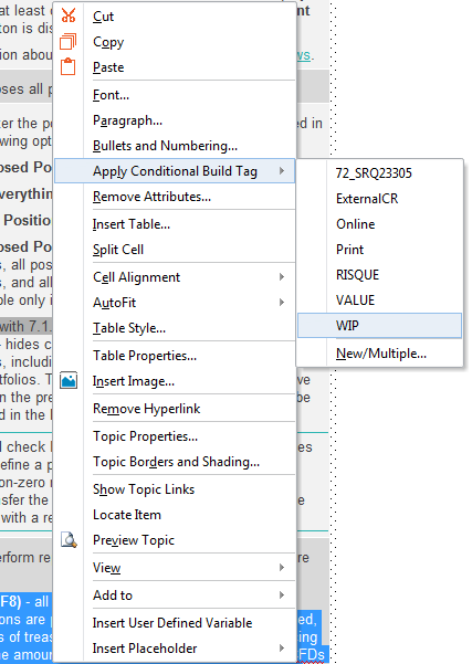 Applying CBT using the context menu
