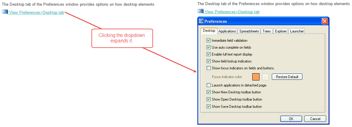 Example of a dropdown in output