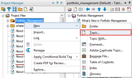 New Topic from Project Manager